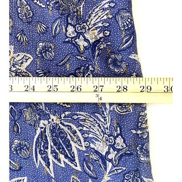 NWT Lane Bryant Blue Paisley Lurex Ruffle V Neck Chiffon Plus Blouse Lined 22/24 - Picture 6 of 12